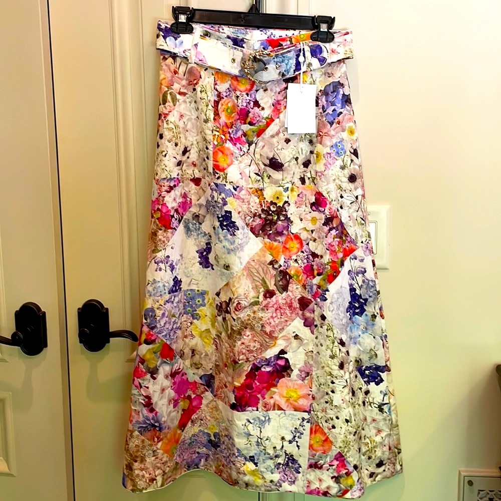 Zimmermann floral Prima belted linen skirt NWT - size 1 (US size 4-6)